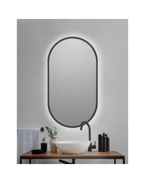 MIROIR OVALE 50*90 RÉTRO ÉCLAIRER LED À BORD NOIR B-950 BLACK