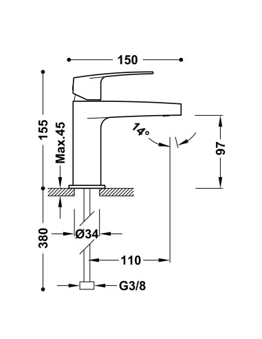 MITIGEUR LAVABO FLAT TRES GRIFERIA