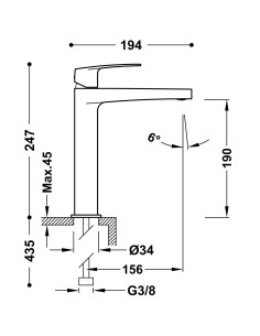 MITIGEUR LAVABO HAUT FLAT TRES GRIFERIA 2