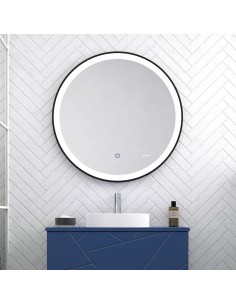 MIROIR ROND RETRO ECLAIRER  AVEC CADRE ACIER NOIR - DUPLACH GROUP 2