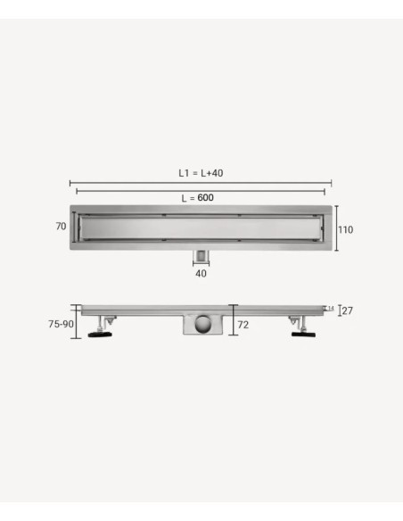 CANIVEAU DE DOUCHE DIM 600MM KROOS
